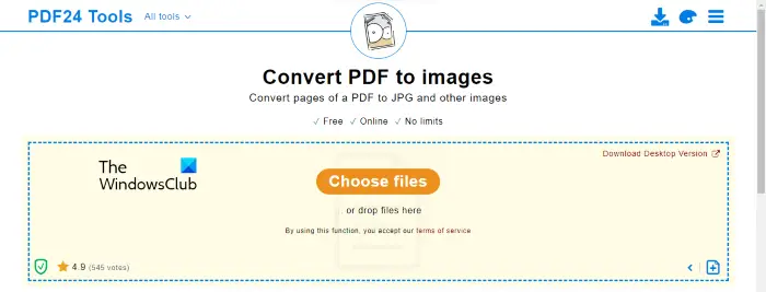 PDF24 Tools convert PDF into JPG