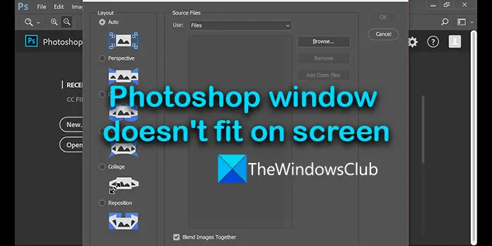 Photoshop window doesn't fit on my laptop screen