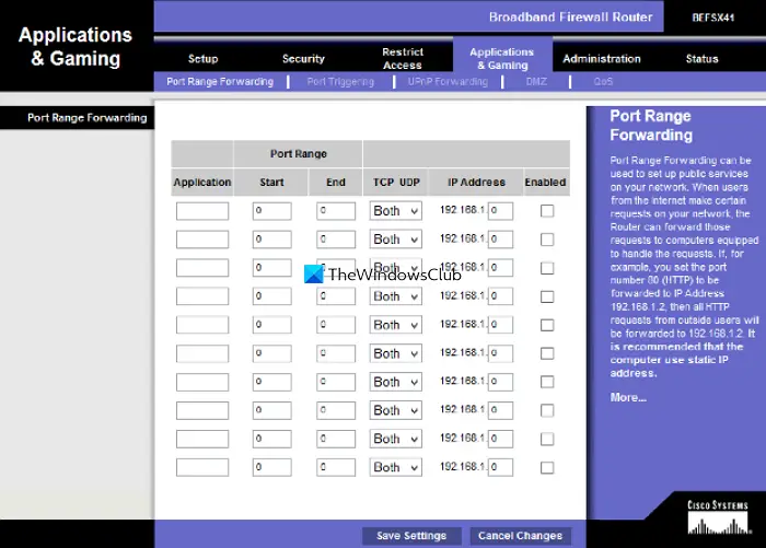 Port forwarding