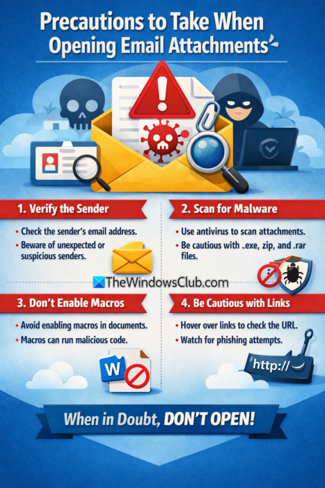 Precautions to take when opening email attachments