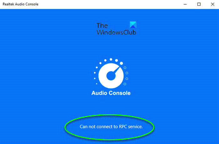 Realtek Audio Cannot connect to RPC service