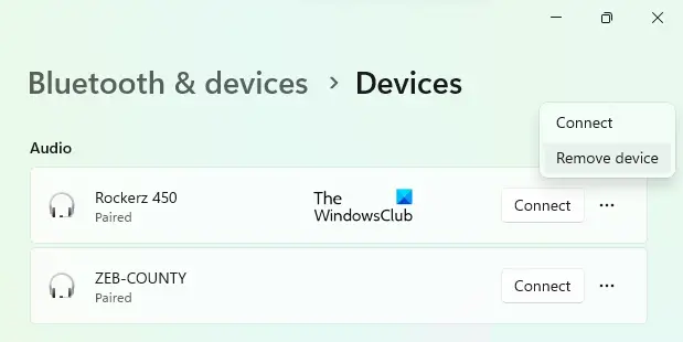 Remove bluetooth devices from Windows