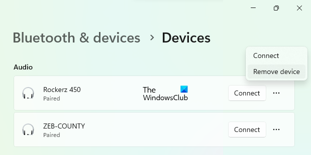 Remove bluetooth devices from Windows