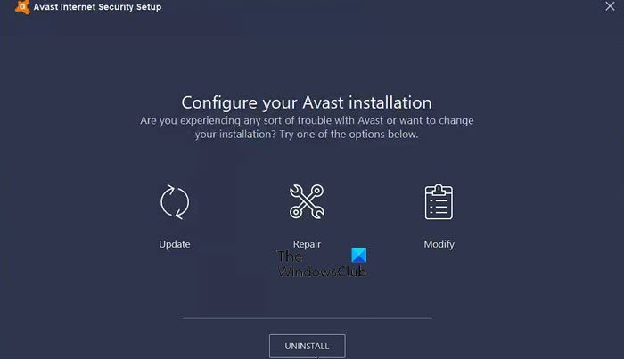 Repair/Reinstall Avast