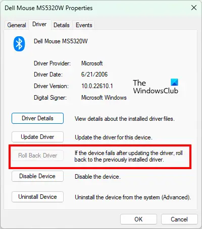 Roll Back Bluetooth device driver