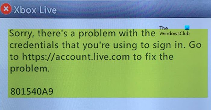 Sorry, there's a problem with the credentials that you're using to sign in
