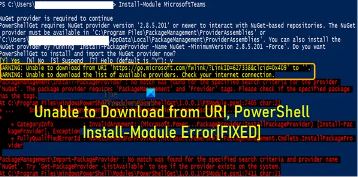 Unable To Download From Uri, Powershell Install-Module Error