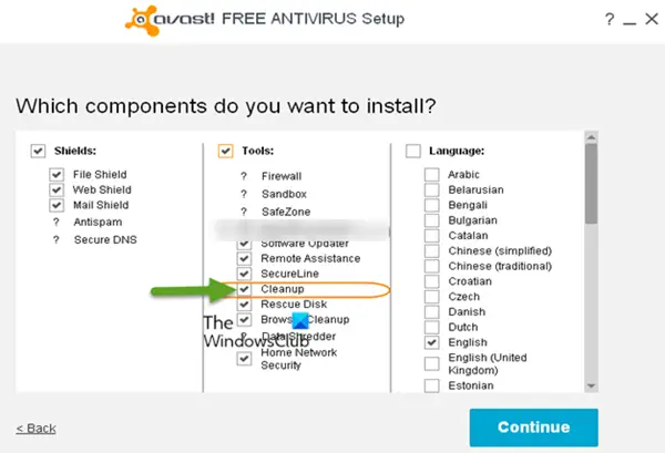 Uninstall Avast Cleanup Tool component