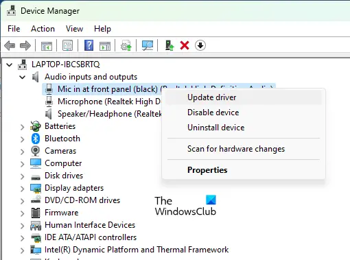 Update microphone driver