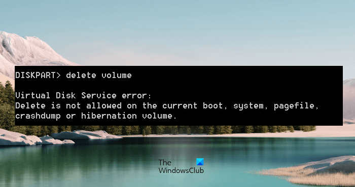 Diskpart Virtual Disk Service error Delete is not allowed Diskpart Virtual Disk Service error Delete is not allowed