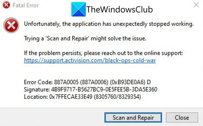 Fix Black Ops Cold War Error Code 887A0005