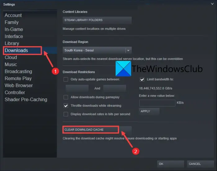 Clear Download Cache Steam