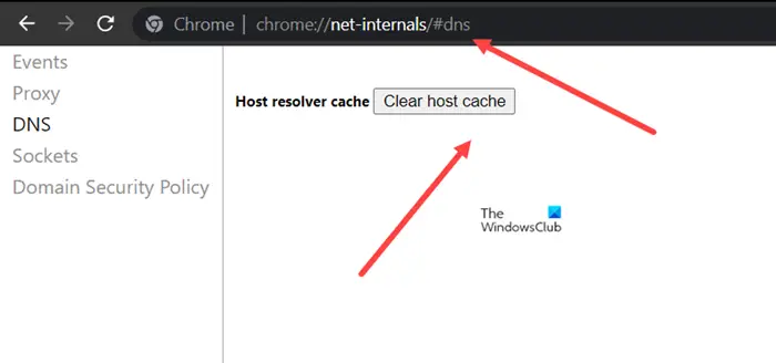 Cancella cache host