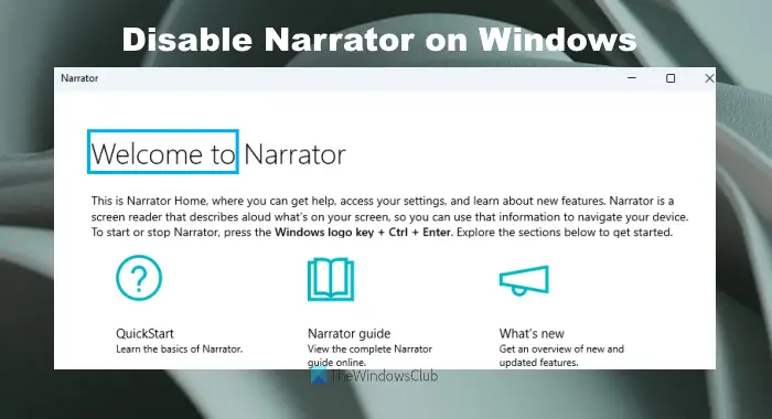 How to disable Narrator in Windows 11/10 computer