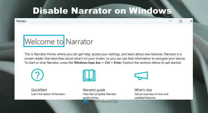 disable narrator on windows computer