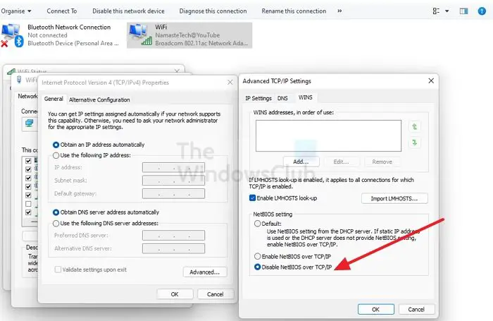 disable netbios tcp ip