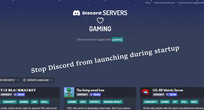 Stop Discord from launching at Startup in Windows