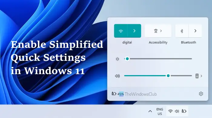 enable simplified quick settings windows 11