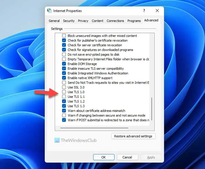 A fatal error occurred while creating a TLS client credential