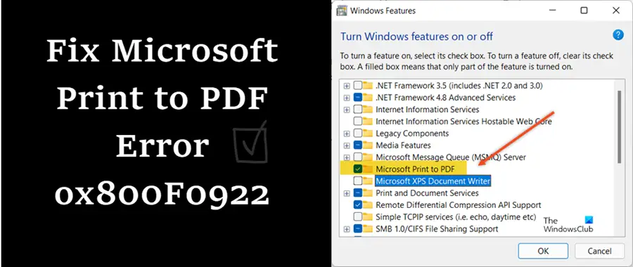 Fix 0x800f0922 Microsoft Print To PDF error code