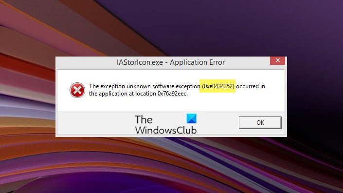 IAStorIcon Application Error
