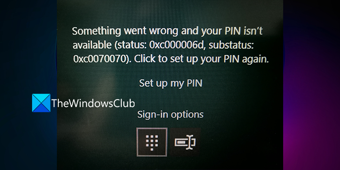 Your PIN isn’t available Status 0xc000006d error in Windows 11/10