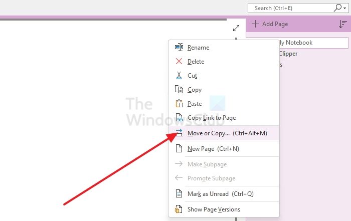 move copy Microsoft OneNote