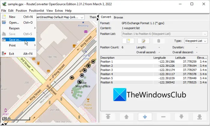 convert GPX to Excel, CSV