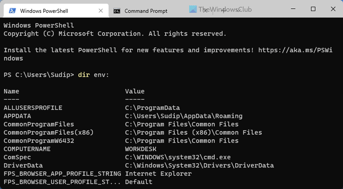 How to see Names and Values of Environment Variables in Windows 11/10