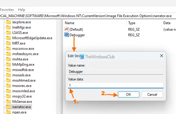 set debugger value data 1