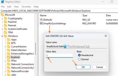 How to enable Simplified Quick Settings in Windows 11