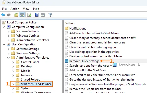 start menu and taskbar folder