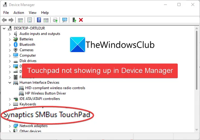 Touchpad driver not showing up in Device Manager