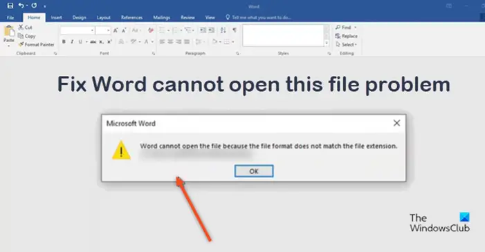 Word Cannot Open File Extensions