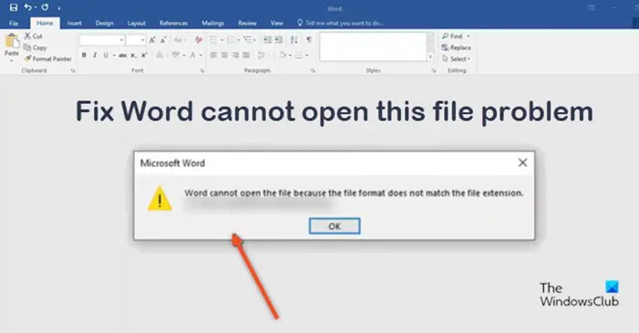 Word can't open file extensions