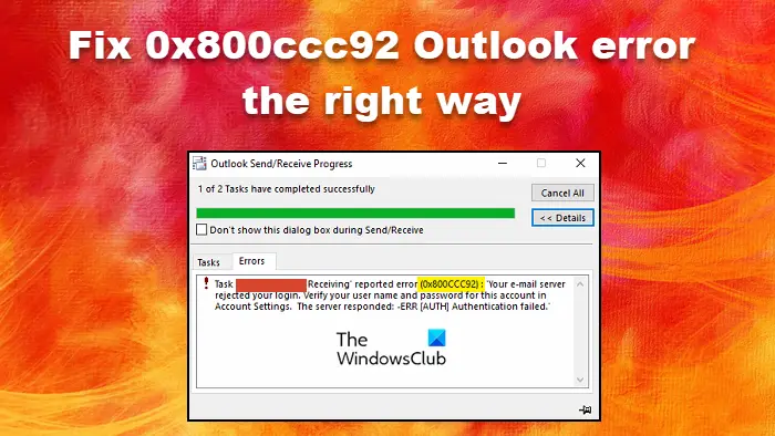 0x800ccc92 Outlook error the right way