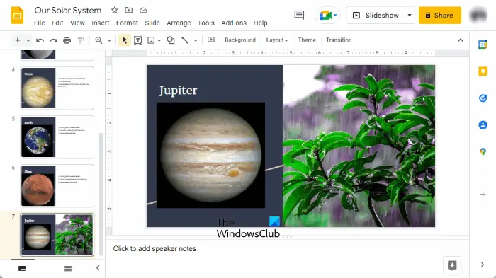 Add custom image as background Google Slides