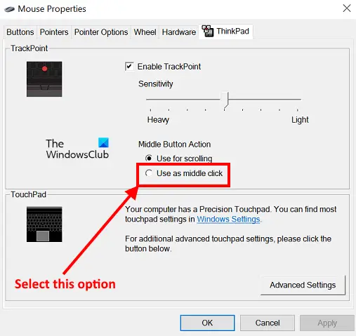 Change Trackpoint settings in Lenovo Thinkpad