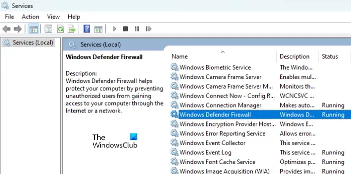 Check status of Windows Defender Firewall service