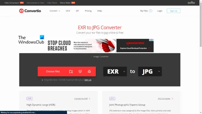 Convert EXR to JPG online using Convertio
