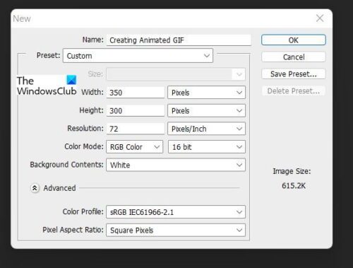 Adobe Photoshop New File Options