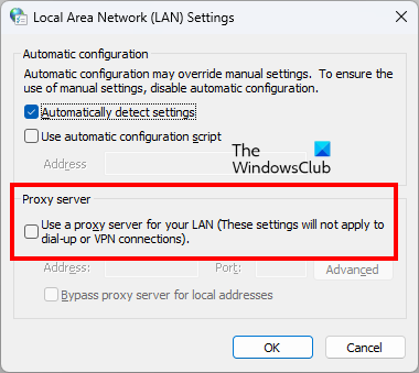 Disable Proxy for your network connection