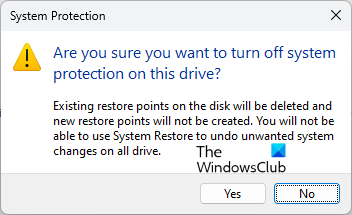 Disable System Restore on Windows