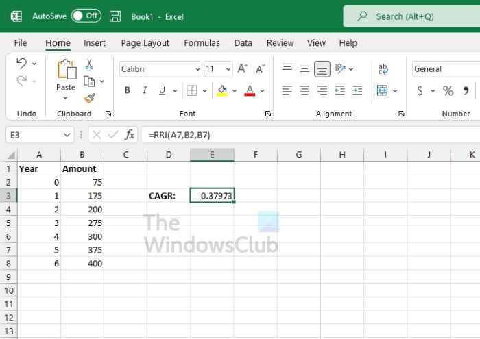 Excel CAGR function