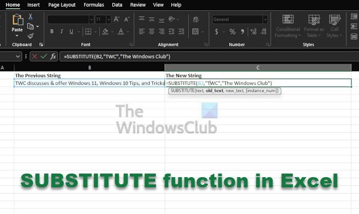 How to use SUBSTITUTE function in Excel