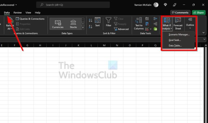 Excel Scenario Manager