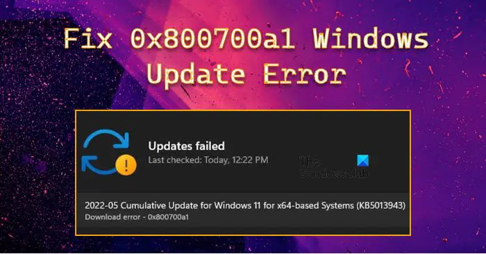 Fix 0x800700a1 Windows Update Error