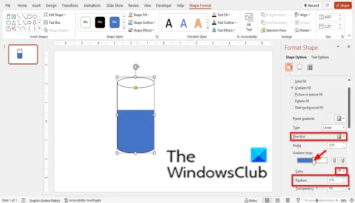 How to fill an area of Text or Shape by a percentage in PowerPoint