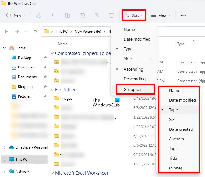 Group files and folders in Windows 11