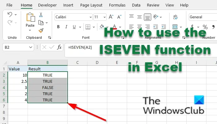 How to use the ISEVEN function in Excel